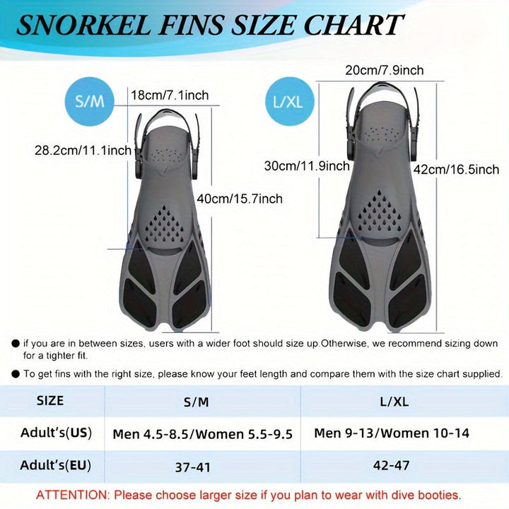 Skanto | Snorkel finner SeaVana Glide | Justerbare & Korte | Åpen Hæl | For Reise & Fritid | Unisex