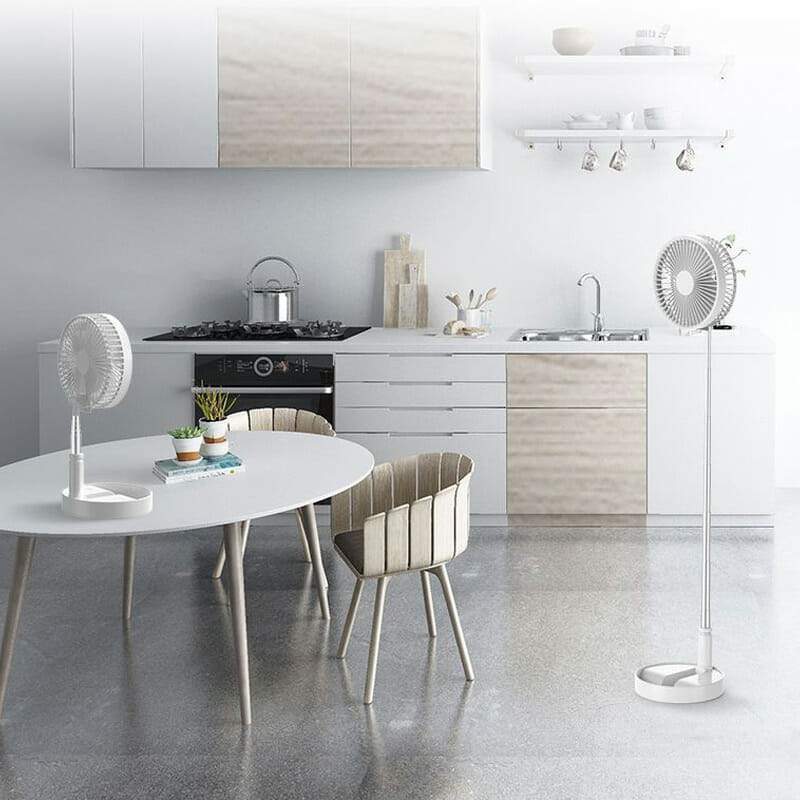 Oppladbar, sammenleggbar USB-teleskopvifte – stille, 180° justerbar, 4 hastighetsnivåer, bærbar ✨ | Skanto