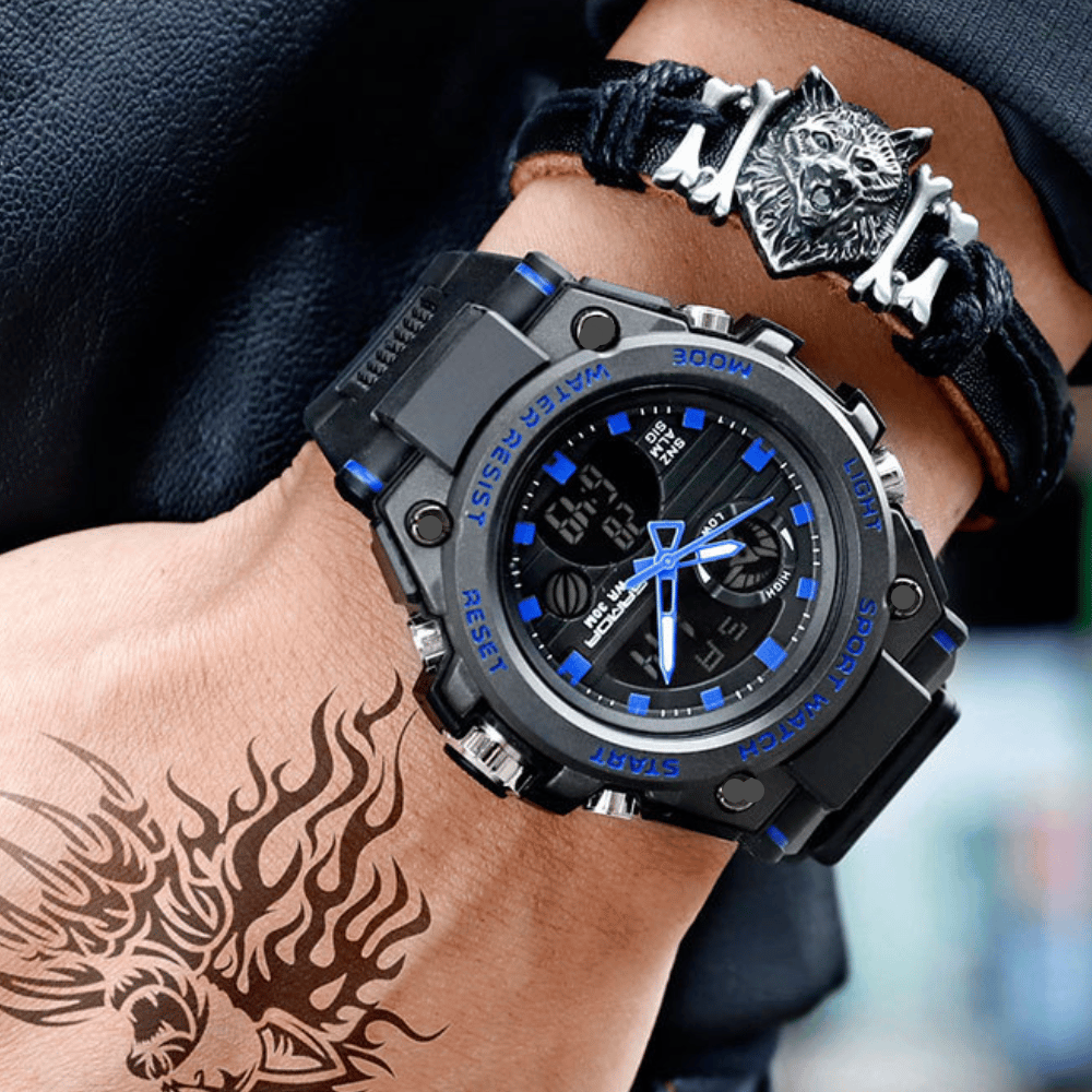 Skanto | Sporty Dual-Display Mode Multifunctional Waterproof Luminous Men's Wristwatch
