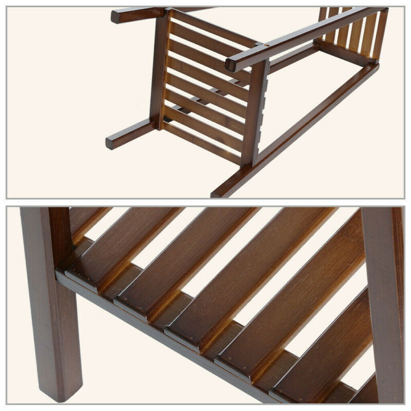 Norvo | 2 Tier Høy Plante Stativ Pottholder Lite Rom Bord Hage Blomsterpotte Brun