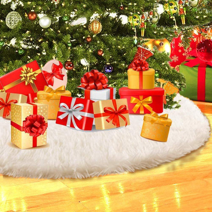 Skanto | Hvit Juletre Skjørt Plysj Faux Fur Juletre Teppe God Jul Juletre Dekorasjoner Ornament Nyttår Navidad Hjemmeinnredning