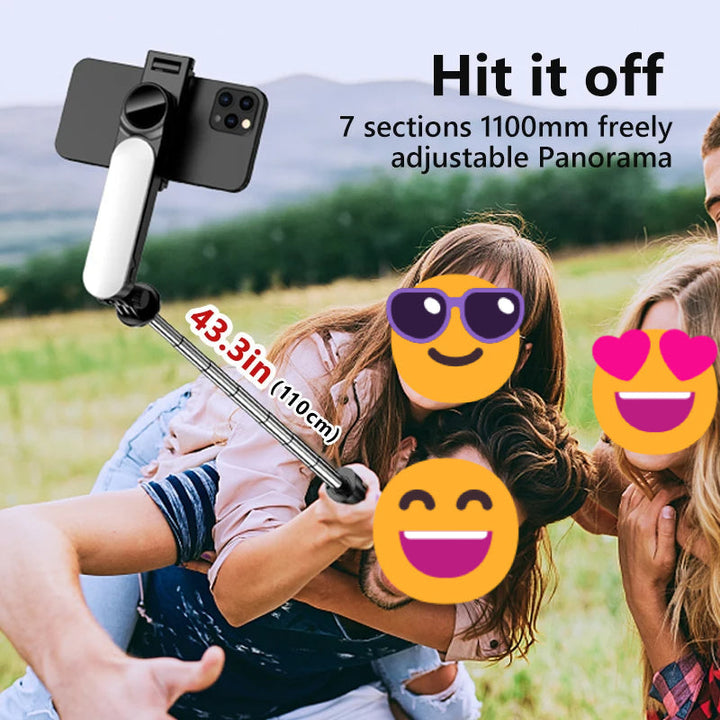 Ultra Foldable Built-In Lighting Selfie Stick Tripod | Skanto