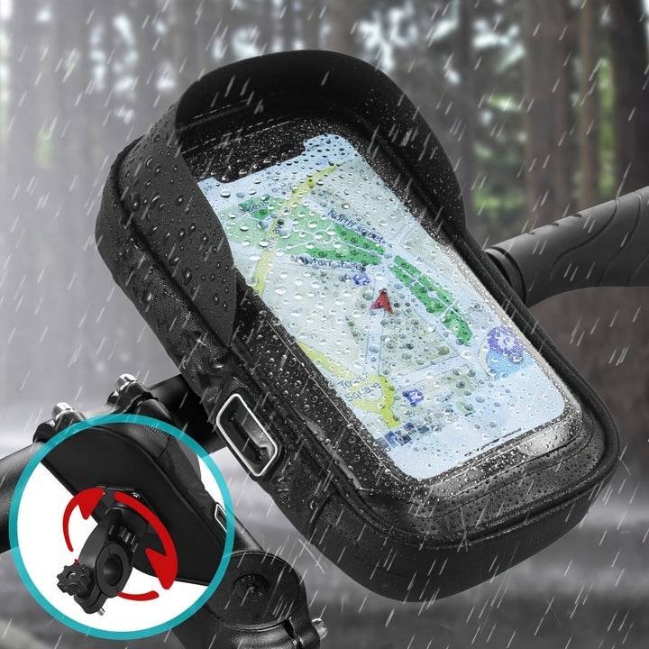 Vanntett telefonholder for sykkel og motorsykkel – 360° roterbar og egnet for 4.5–6.4 tommer | Skanto