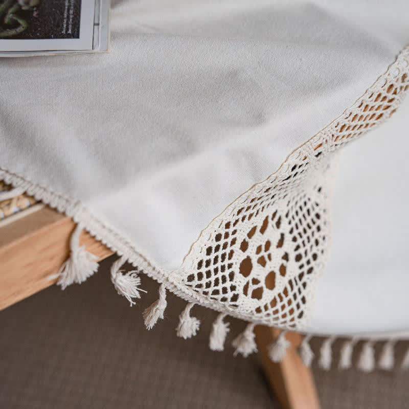 Beige Splicing Hollow-Out Lysfiltrerende Gardinsett | Skanto
