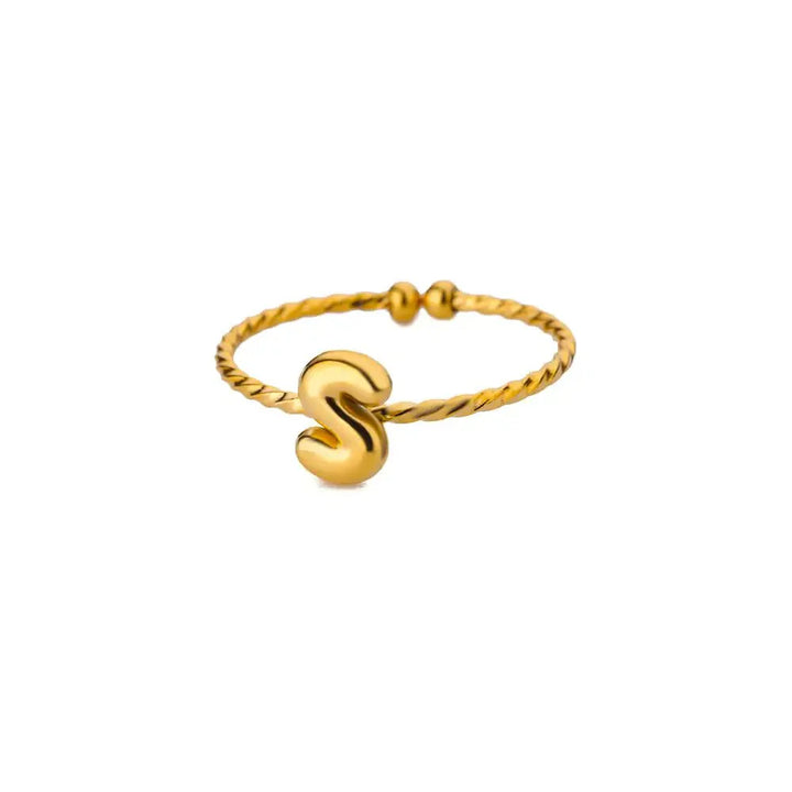Skanto | Delikat Justerbar Boble Bokstav Initial Ring