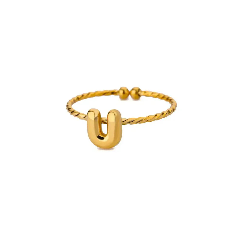 Skanto | Delikat Justerbar Boble Bokstav Initial Ring
