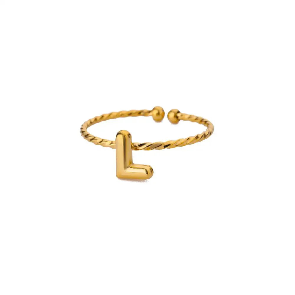 Skanto | Delikat Justerbar Boble Bokstav Initial Ring