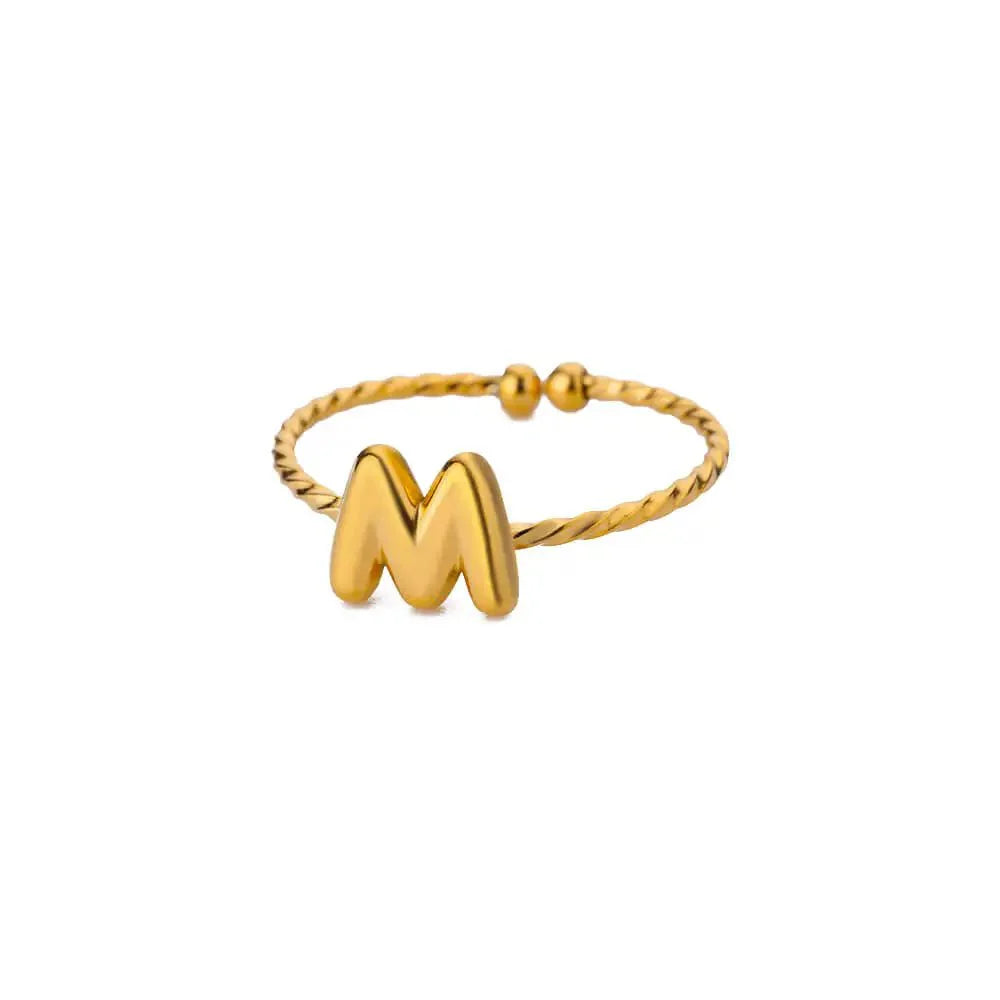 Skanto | Delikat Justerbar Boble Bokstav Initial Ring