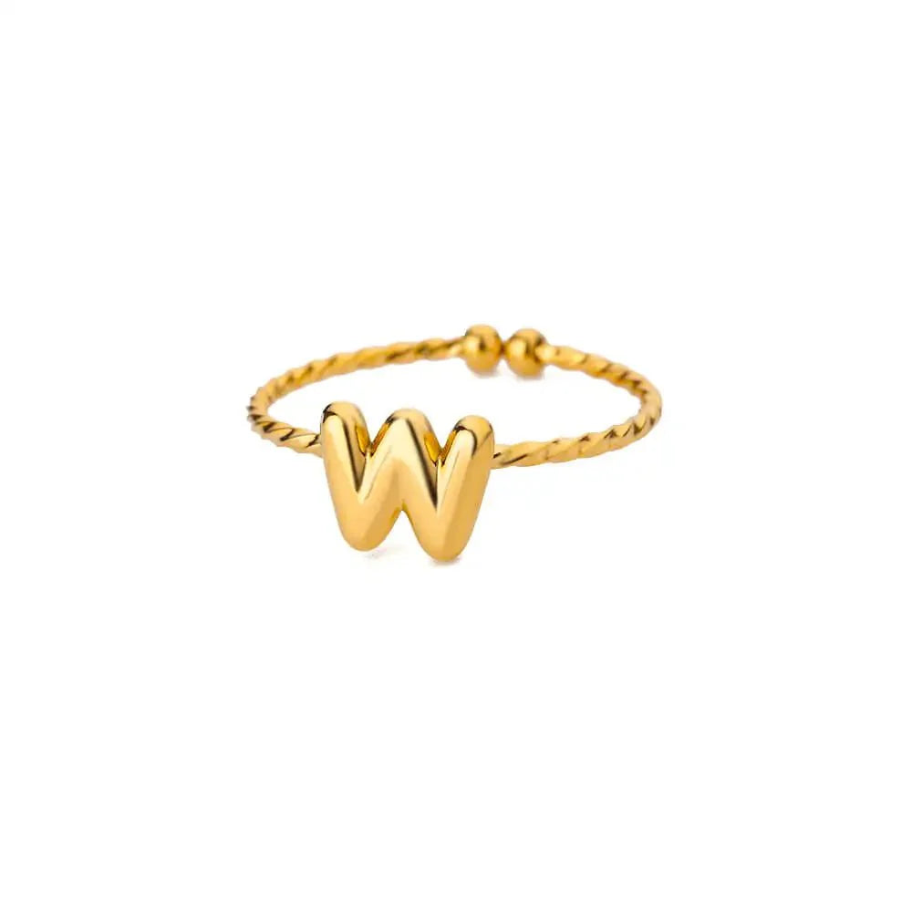 Skanto | Delikat Justerbar Boble Bokstav Initial Ring