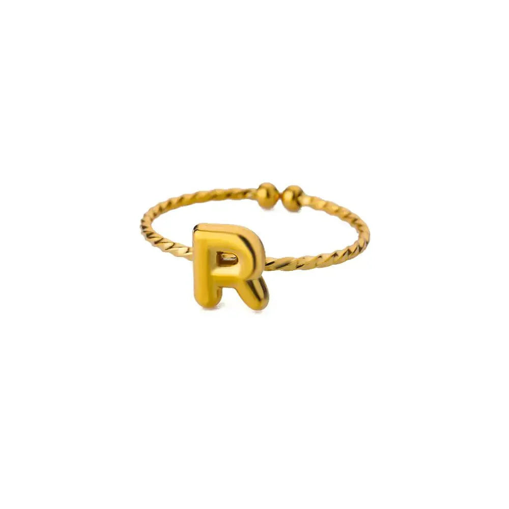 Skanto | Delikat Justerbar Boble Bokstav Initial Ring