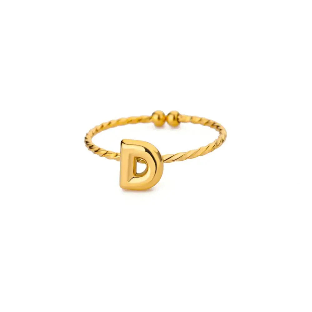 Skanto | Delikat Justerbar Boble Bokstav Initial Ring