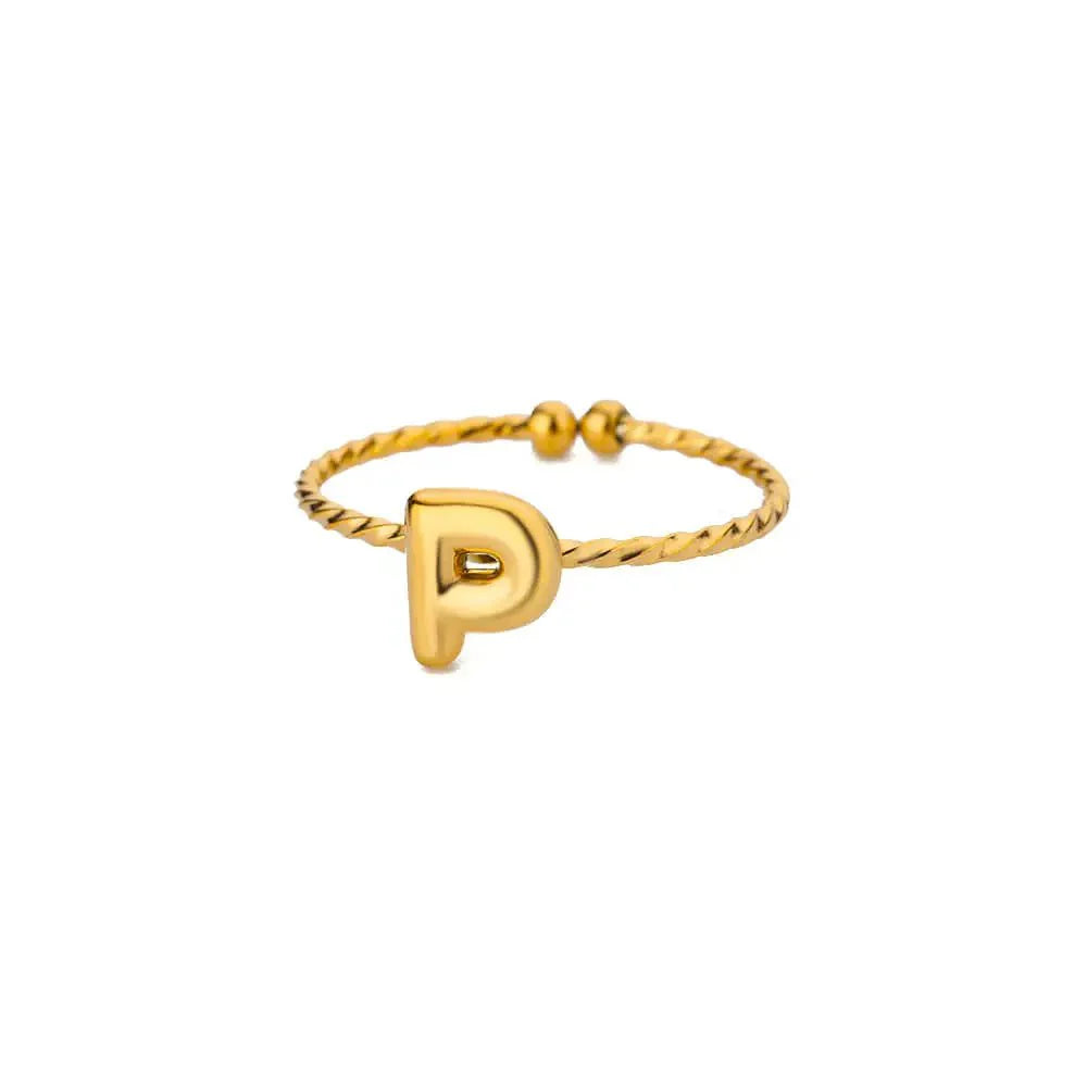Skanto | Delikat Justerbar Boble Bokstav Initial Ring