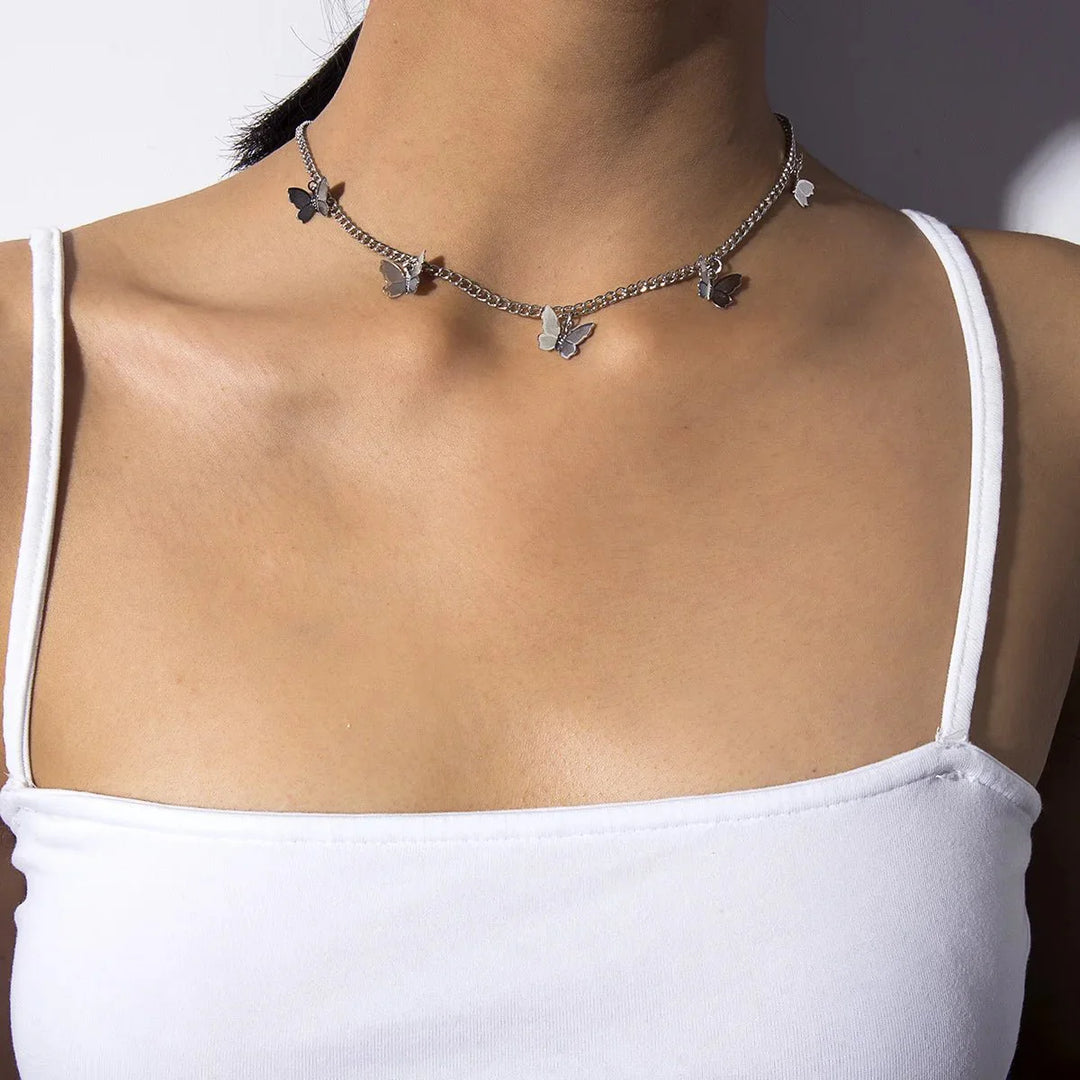 Skanto | Delikat Sommerfugl Choker Halskjede