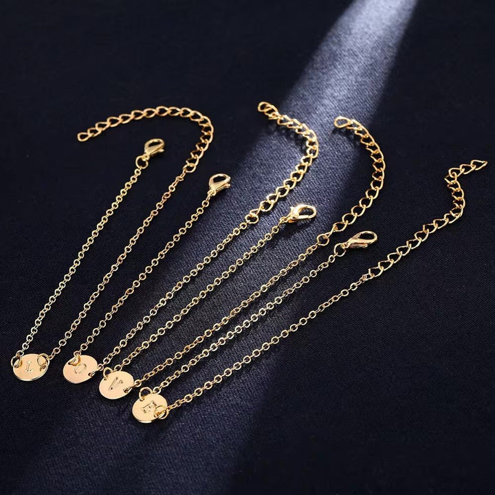 Skanto | Delikat Kjede Bokstav Initial Charm Armbånd