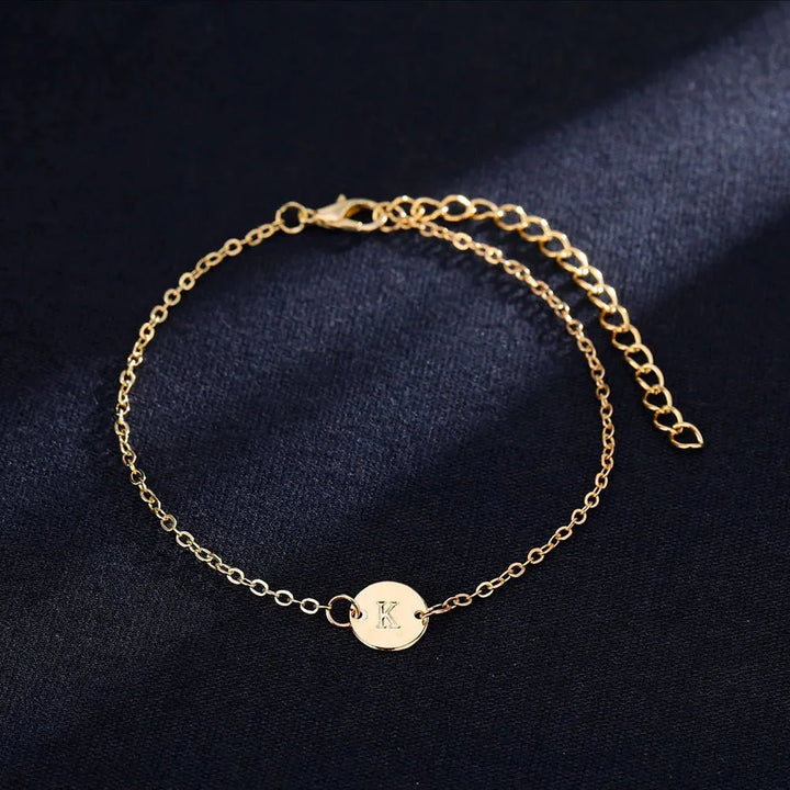 Skanto | Delikat Kjede Bokstav Initial Charm Armbånd