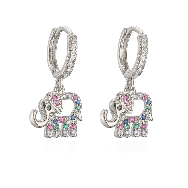 Skanto | Delikat Fargerik Diamant Elefant Kontur Øredobber