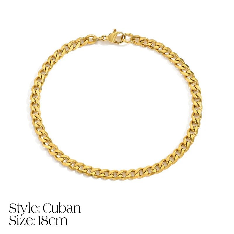 Skanto | Delikat Cuban Figaro Kjede Bokstav Initial Armbånd