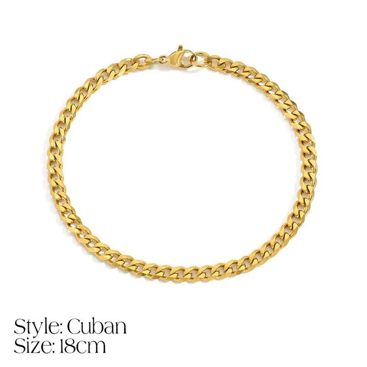 Skanto | Delikat Cuban Figaro Kjede Bokstav Initial Armbånd