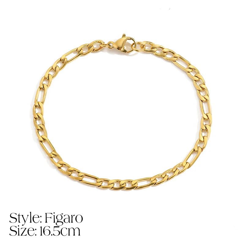 Skanto | Delikat Cuban Figaro Kjede Bokstav Initial Armbånd