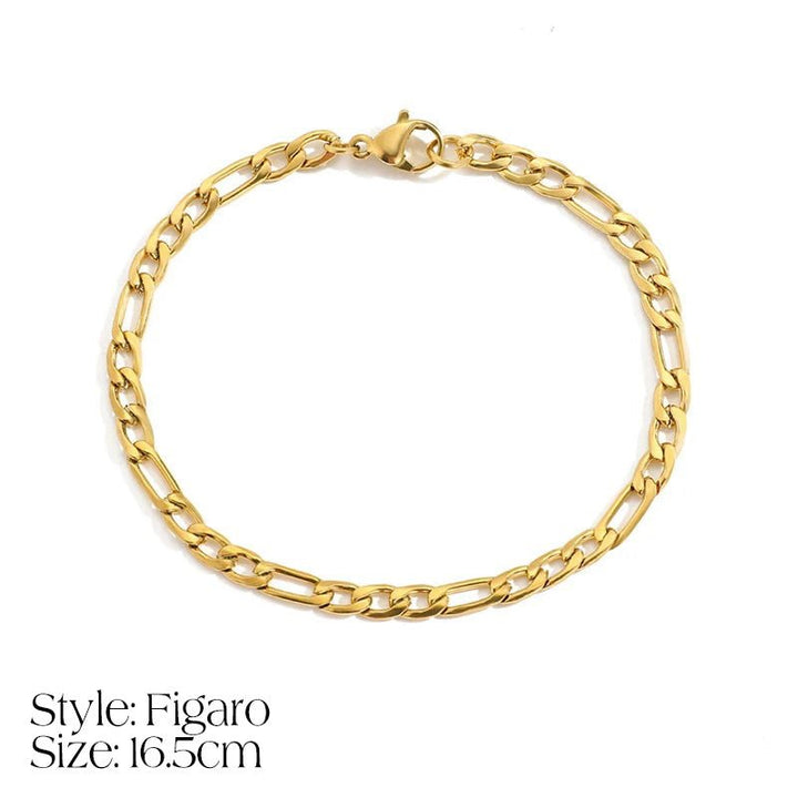 Skanto | Delikat Cuban Figaro Kjede Bokstav Initial Armbånd