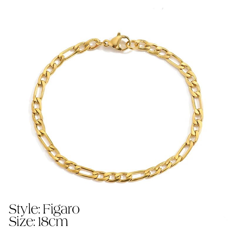 Skanto | Delikat Cuban Figaro Kjede Bokstav Initial Armbånd