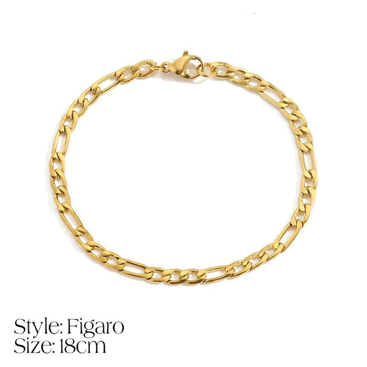 Skanto | Delikat Cuban Figaro Kjede Bokstav Initial Armbånd