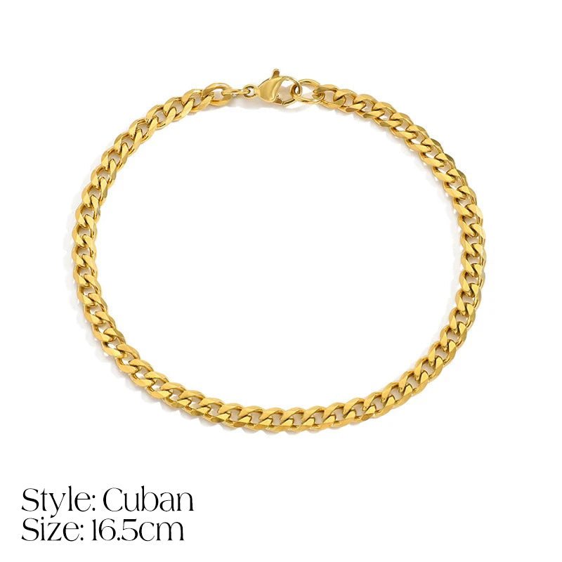 Skanto | Delikat Cuban Figaro Kjede Bokstav Initial Armbånd