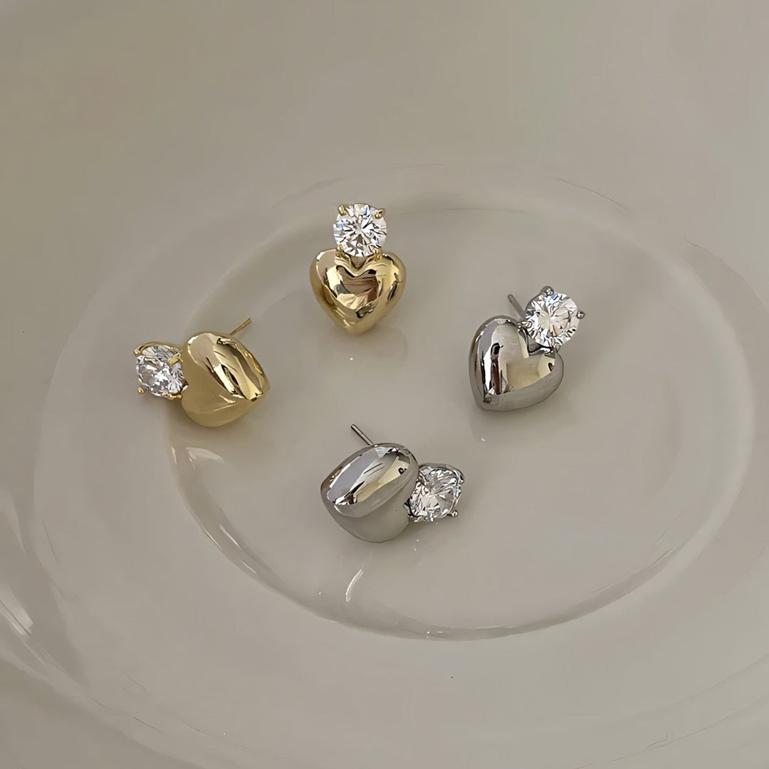 Skanto | Delikat diamant hjerte stud øreringer