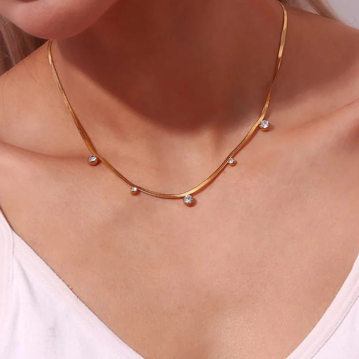Skanto | Delikat Diamant Herringbone Choker Halskjede