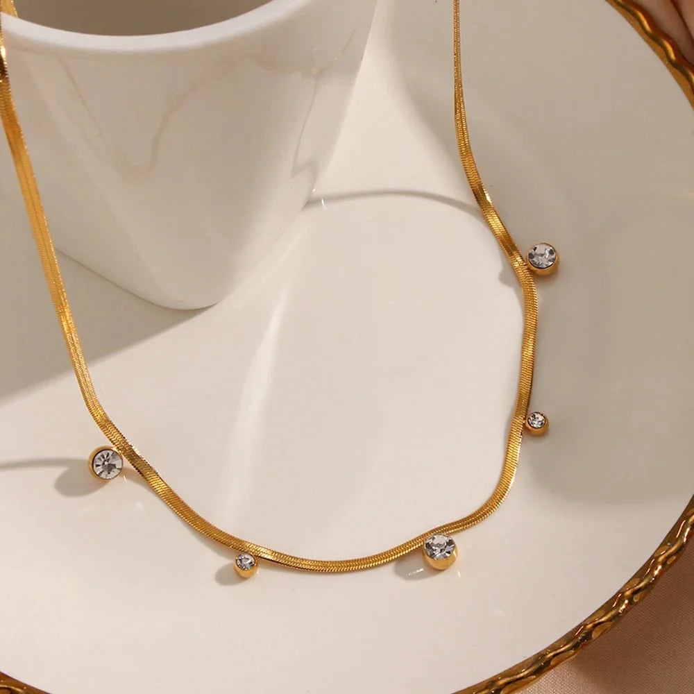 Skanto | Delikat Diamant Herringbone Choker Halskjede