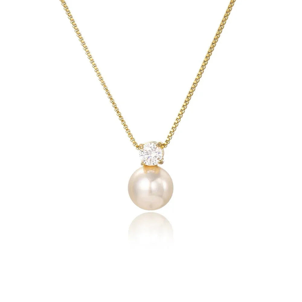 Skanto | Dainty Diamond Pearl Necklace