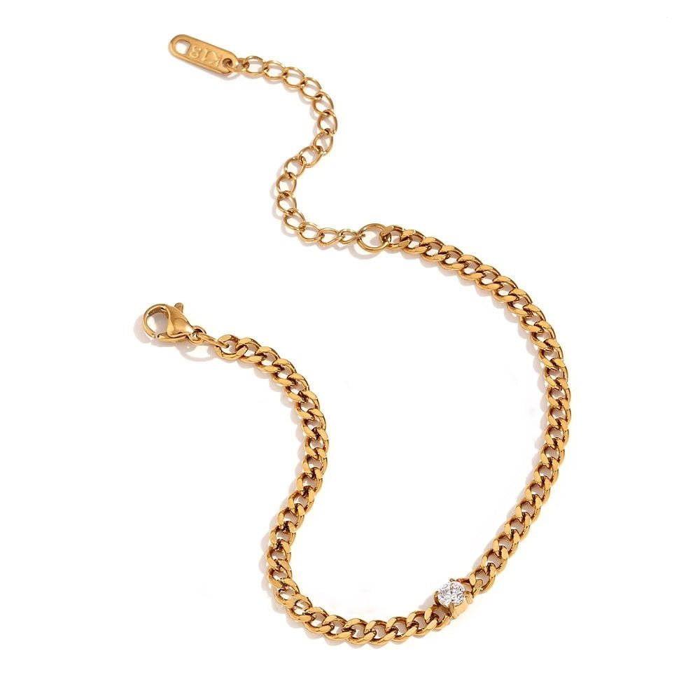 Skanto | Delikat Diamond Sett Gull Cuban Armbånd