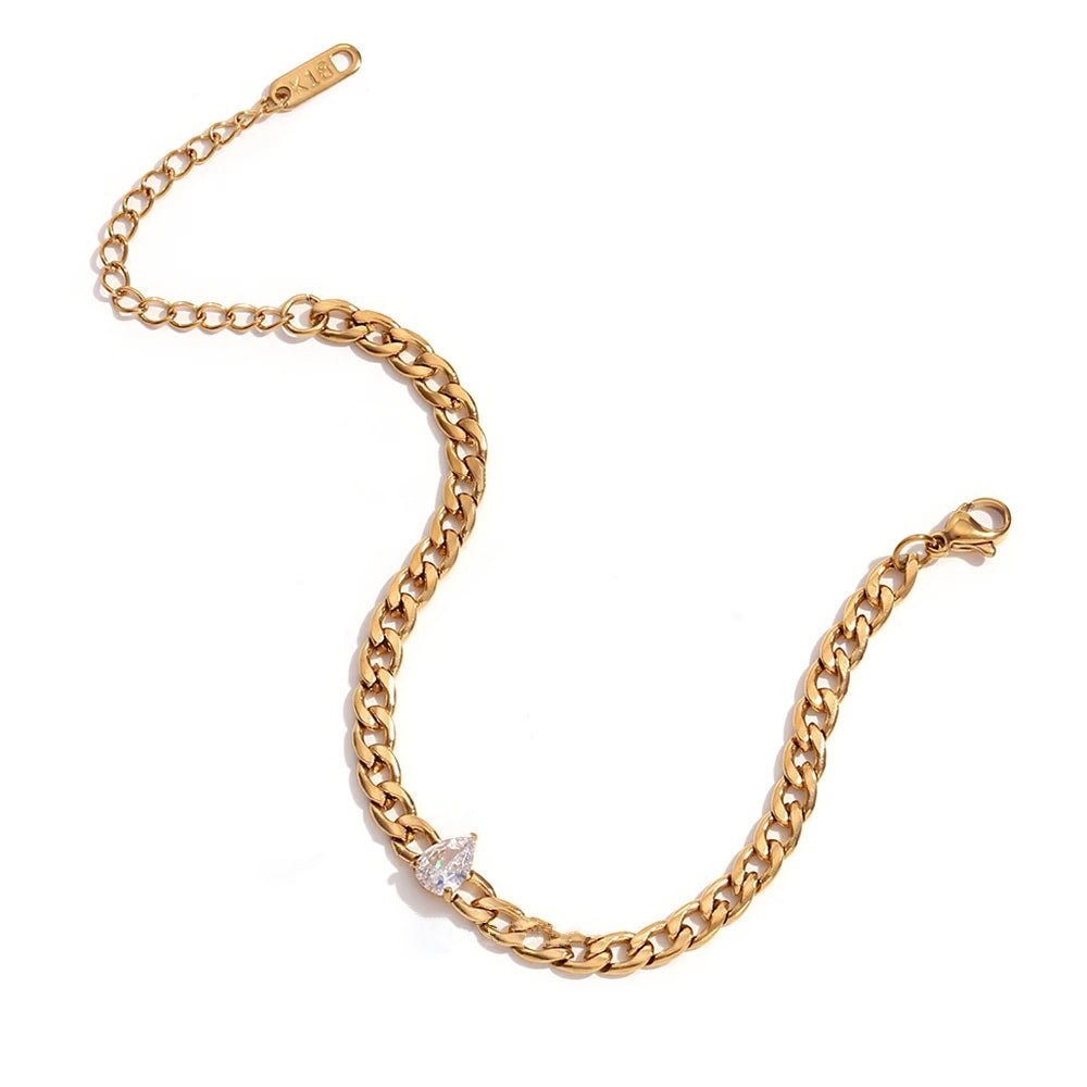 Skanto | Delikat Diamond Sett Gull Cuban Armbånd