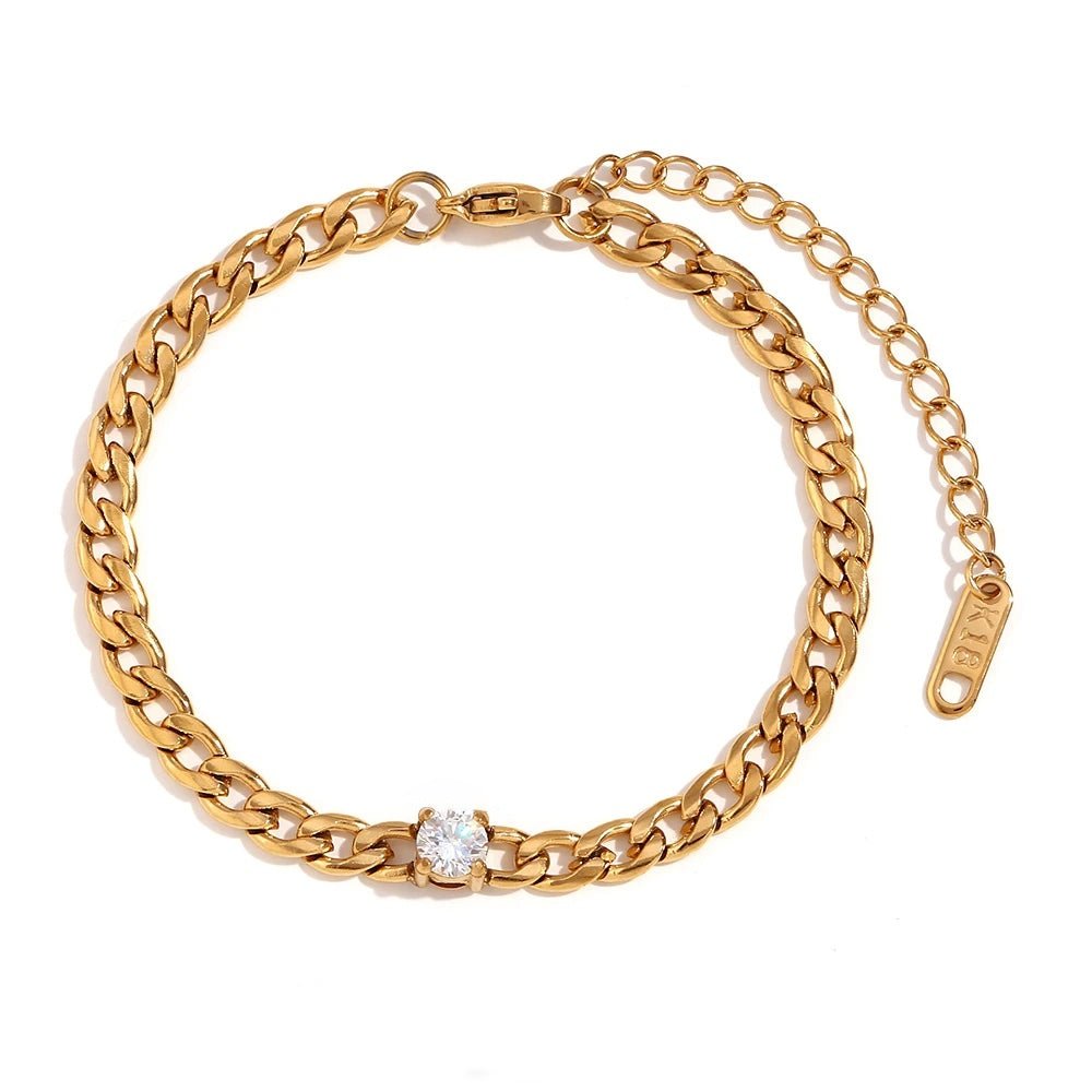 Skanto | Delikat Diamond Sett Gull Cuban Armbånd