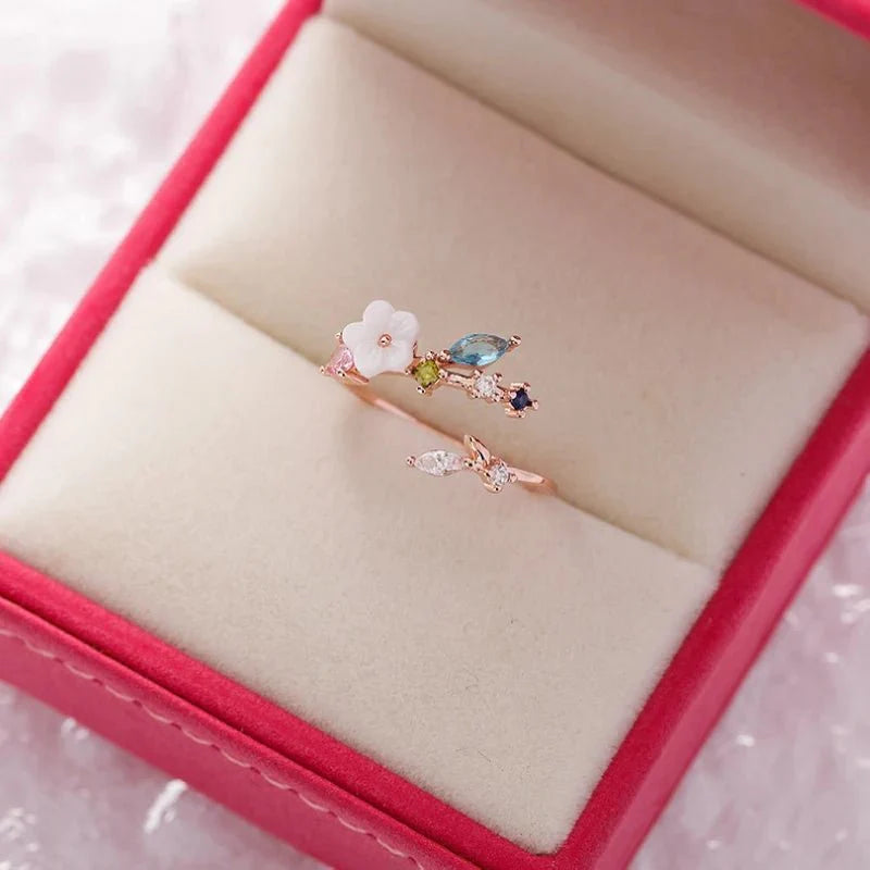 Skanto | Delikat Blomster Diamant Blad Ring
