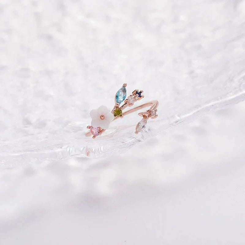 Skanto | Delikat Blomster Diamant Blad Ring