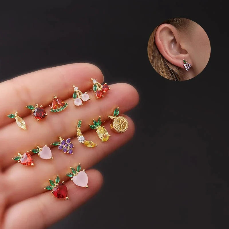 Skanto | Delikat Frukt Hoop & Stud Øredobber