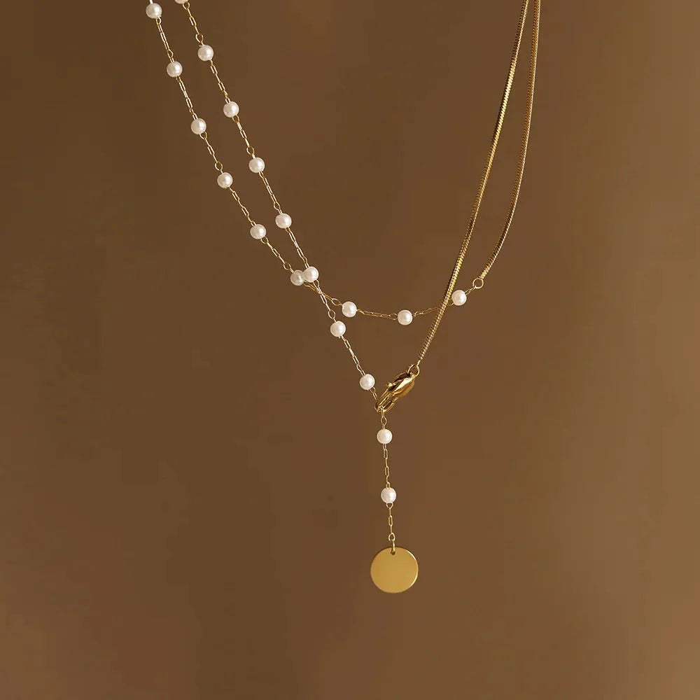 Skanto | Delikat Lagd Pearl Akkompagnert Herringbone Halskjede
