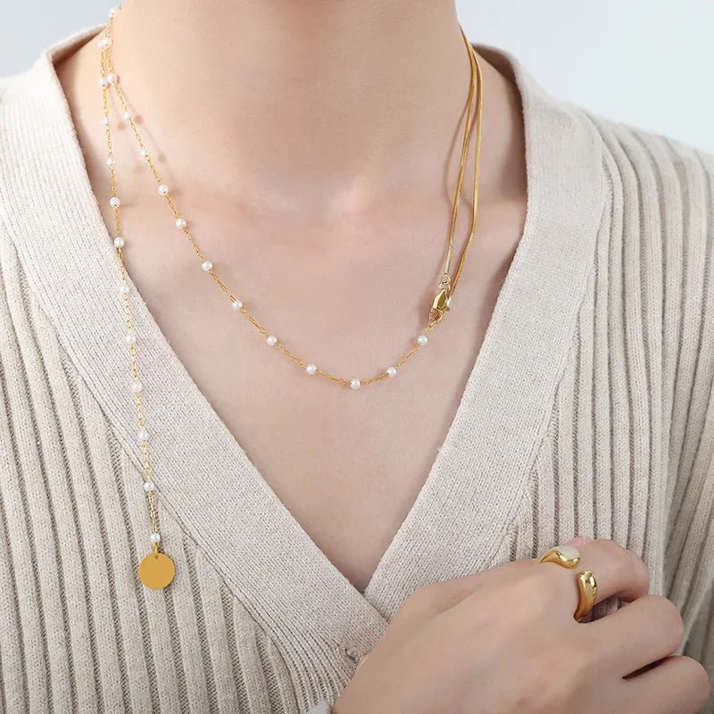 Skanto | Delikat Lagd Pearl Akkompagnert Herringbone Halskjede