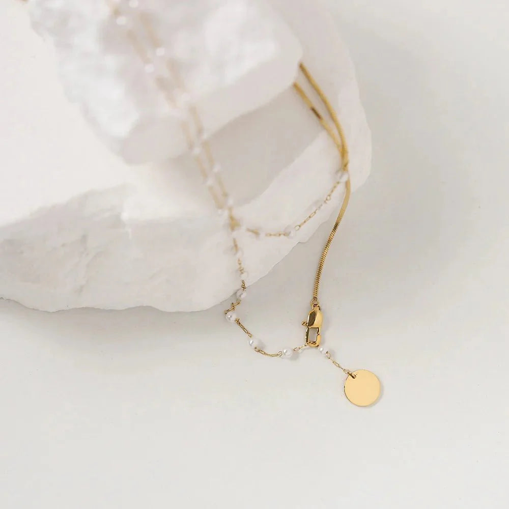 Skanto | Delikat Lagd Pearl Akkompagnert Herringbone Halskjede