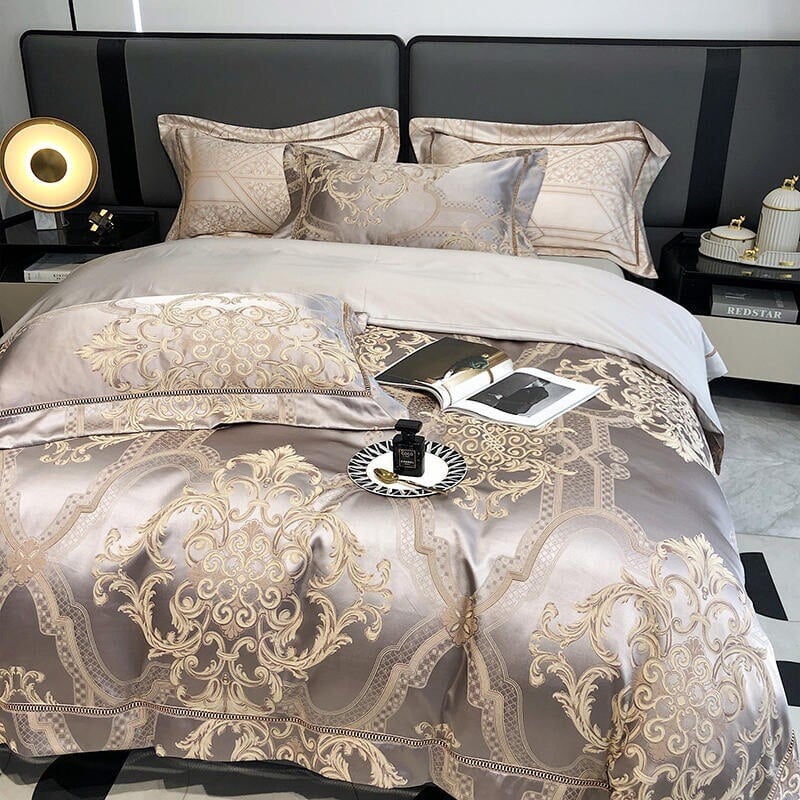 Damask luksus dyne trekk sett – 1000 TC egyptisk bomull for ultimat komfort | Skanto
