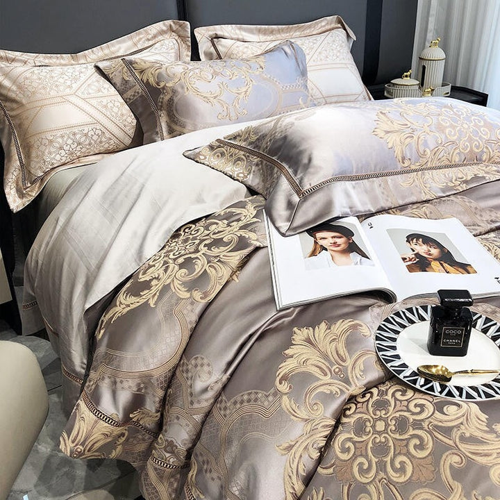 Damask luksus dyne trekk sett – 1000 TC egyptisk bomull for ultimat komfort | Skanto