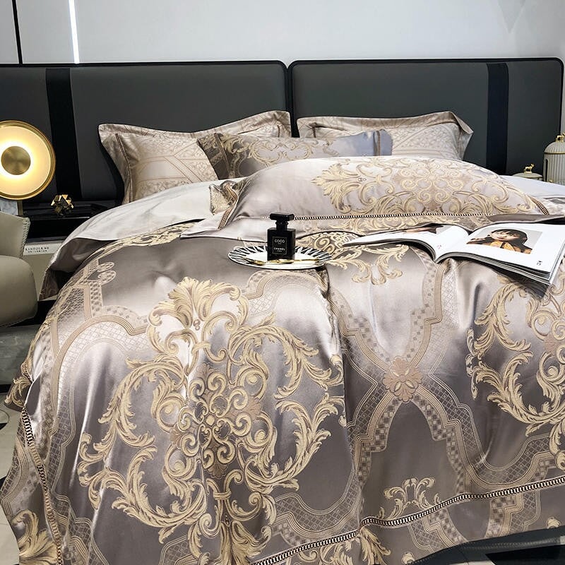 Damask luksus dyne trekk sett – 1000 TC egyptisk bomull for ultimat komfort | Skanto
