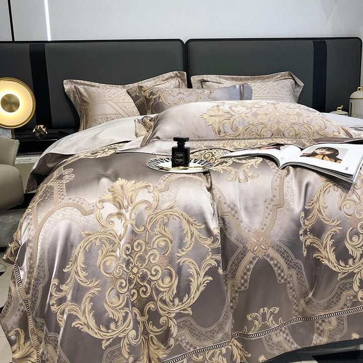 Damask luksus dyne trekk sett – 1000 TC egyptisk bomull for ultimat komfort | Skanto