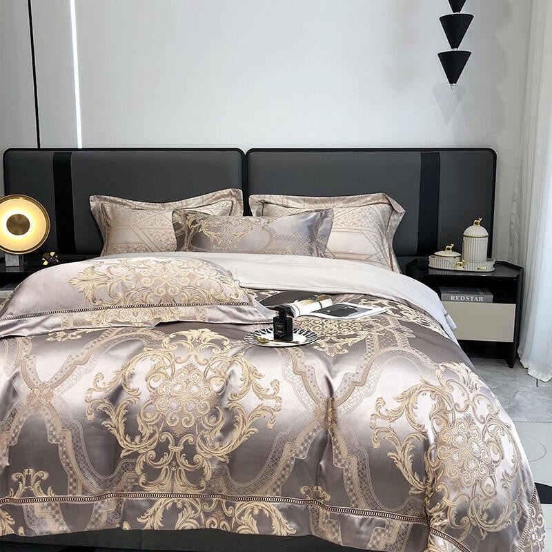 Damask luksus dyne trekk sett – 1000 TC egyptisk bomull for ultimat komfort | Skanto