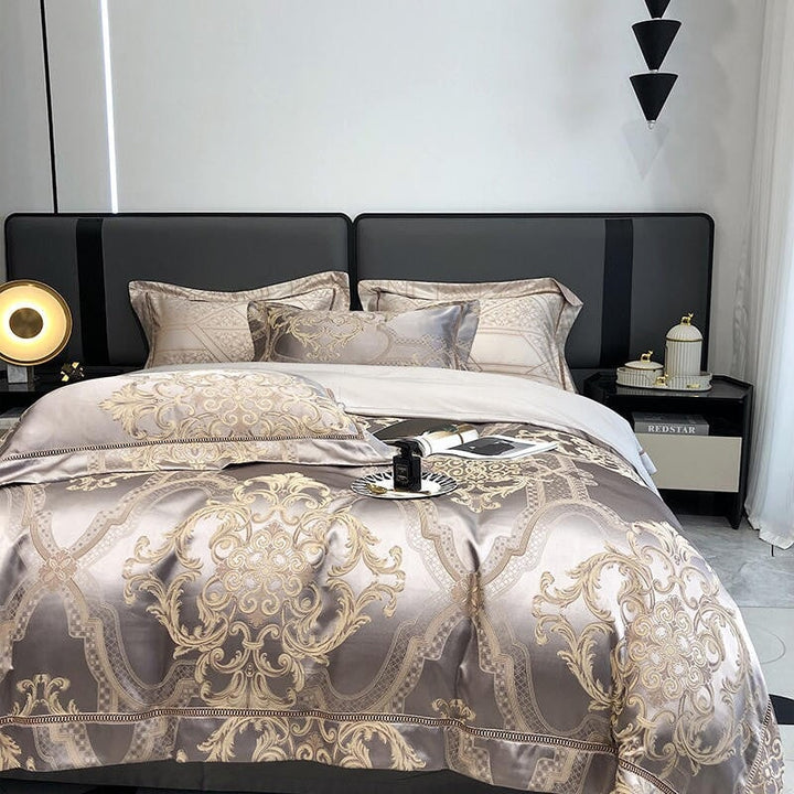 Damask luksus dyne trekk sett – 1000 TC egyptisk bomull for ultimat komfort | Skanto