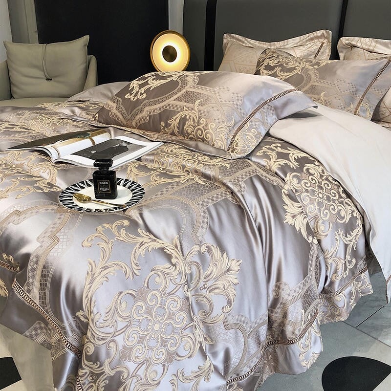Damask luksus dyne trekk sett – 1000 TC egyptisk bomull for ultimat komfort | Skanto