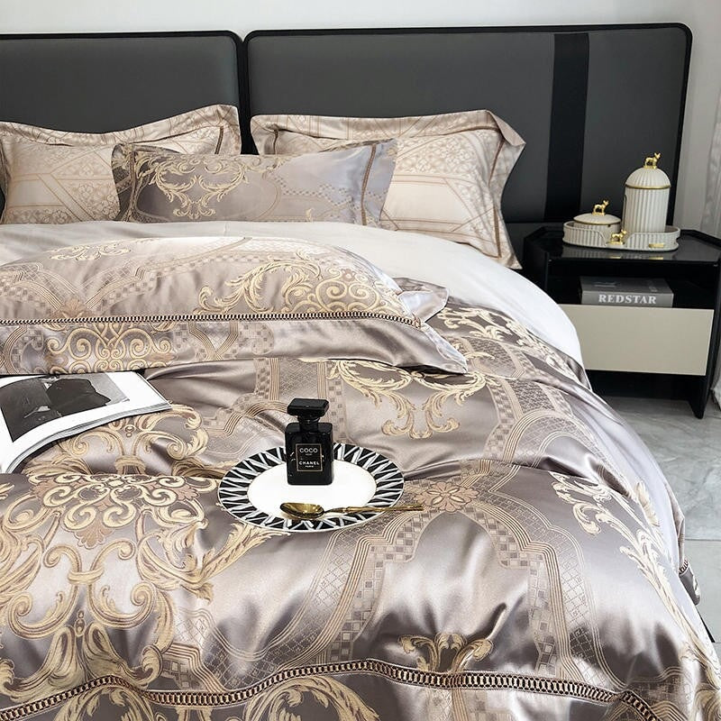 Damask luksus dyne trekk sett – 1000 TC egyptisk bomull for ultimat komfort | Skanto