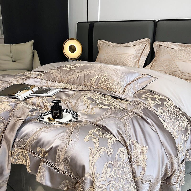 Damask luksus dyne trekk sett – 1000 TC egyptisk bomull for ultimat komfort | Skanto