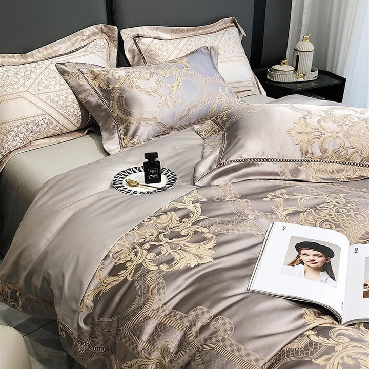 Damask luksus dyne trekk sett – 1000 TC egyptisk bomull for ultimat komfort | Skanto